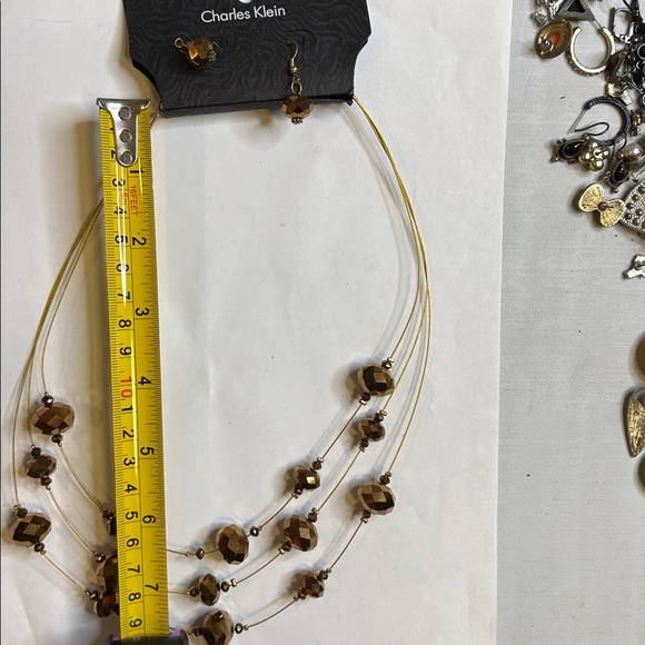 Vintage Charles Klein Brown Beaded Necklace And Earring Set - Picture 7 of 8